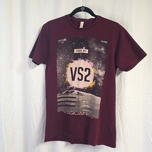 VSquared2 Mens sz 40 T Shirt Graphic Tee Red Short Sleeve Slim Fit Crew Neck
